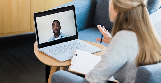 Patient in California having a virtual appointment with an online psychiatrist using insurance coverage.