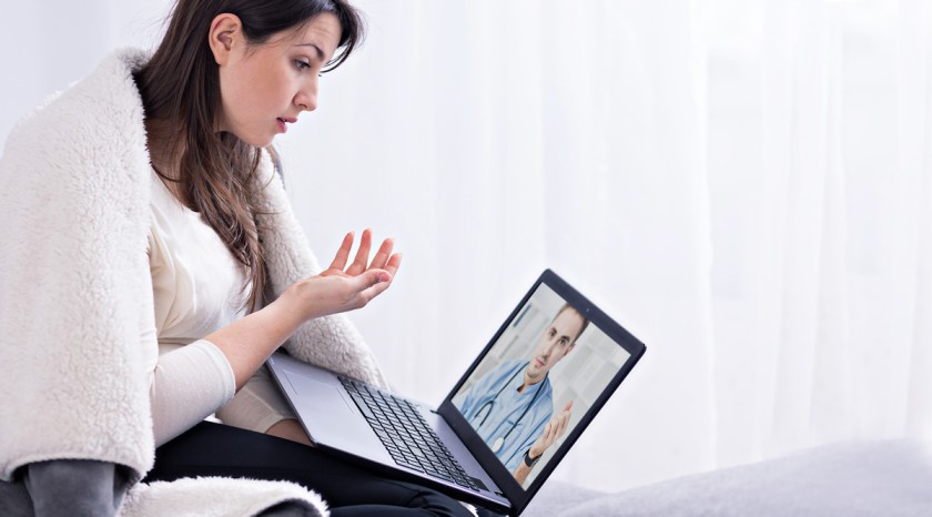 A person having an online psychiatry session in Modesto, CA from home.