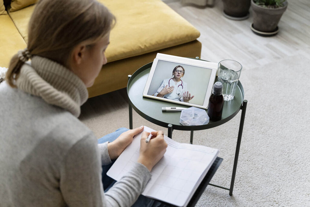 Patient in Fontana on a virtual ADHD treatment video call