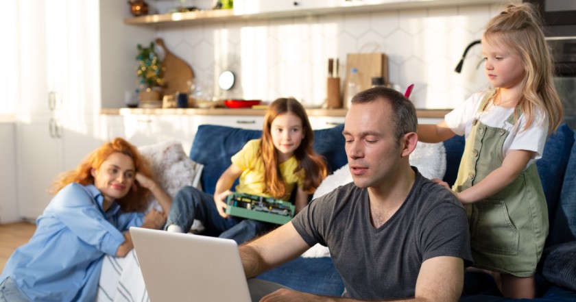 Parent attending an online telepsychiatry session for stress management with an iPsychiatry doctor in California