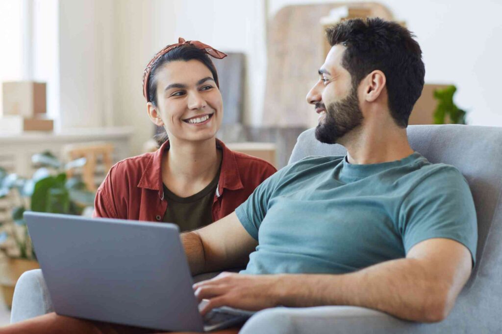 California couple attending an online marriage counseling session with a licensed therapist from iPsychiatry