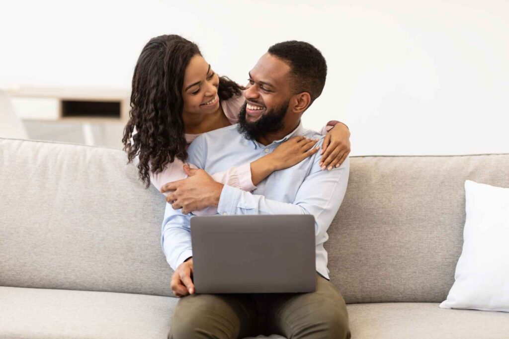 Los Angeles couple attending an online relationship counseling session with iPsychiatry therapist