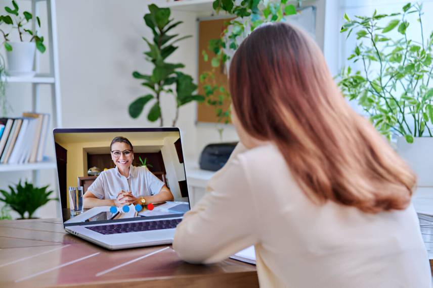 Patient attending a telehealth psychiatrist appointment in Sacramento