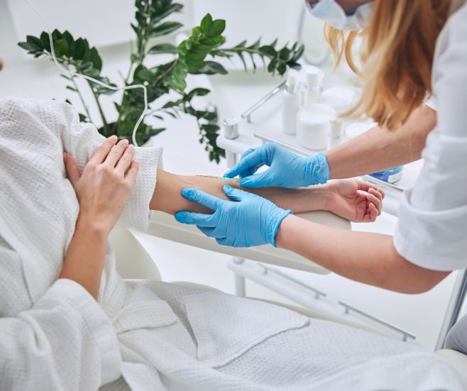 Patient receiving ketamine infusion treatment in Sacramento