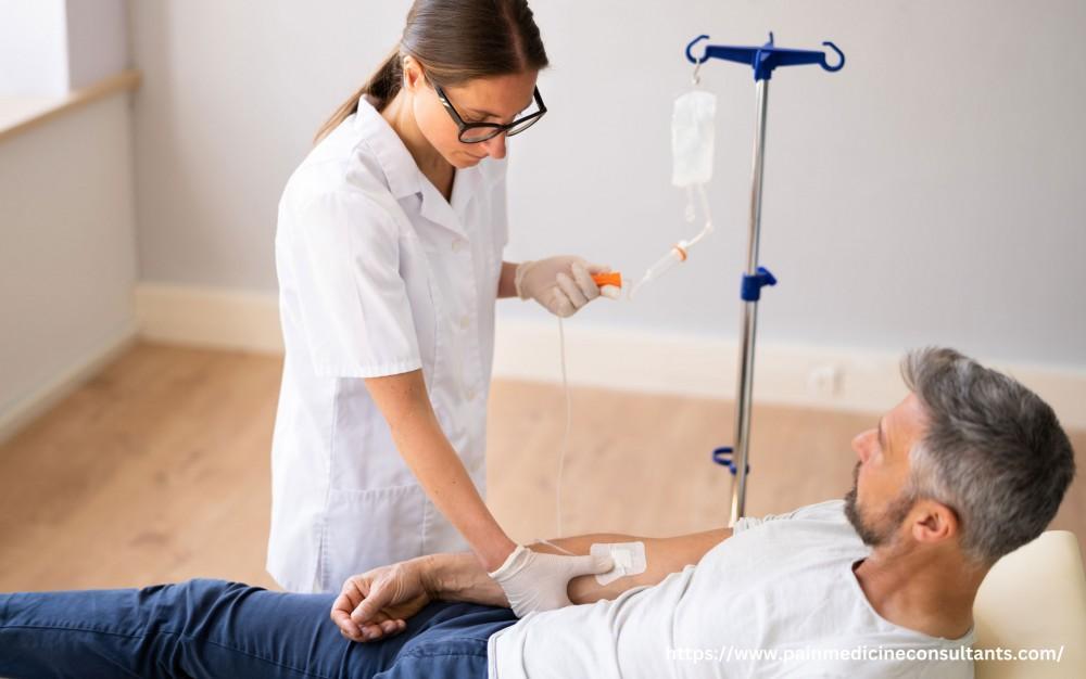 Psychiatric provider discussing ketamine therapy and depression treatment options with a patient